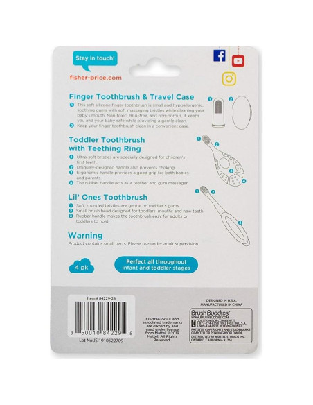 Fisher Price Kit de Inicio Cepillo de Dedo y Estuche 4 Piezas