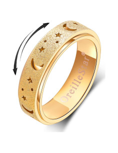 Anillo Antiestrés OreilleStar Luna Estrella Oro 6mm