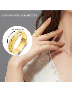 Anillo Antiestrés OreilleStar Luna Estrella Oro 6mm 2