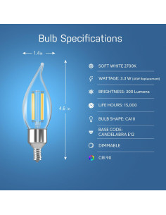 Bombilla LED Inteligente Feit Electric E12 4 Pack 2700K 2