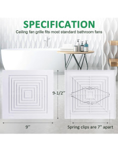 Rejilla de Ventilador de Techo WKZO 97011723 23,5x22,9cm 2 Piezas 2