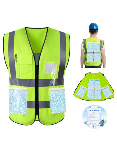 Chaleco Refrigerante de Seguridad - Amarillo Grande con 20 Hielos