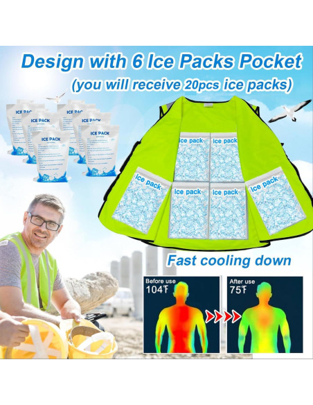 Chaleco Refrigerante de Seguridad - Amarillo Grande con 20 Hielos