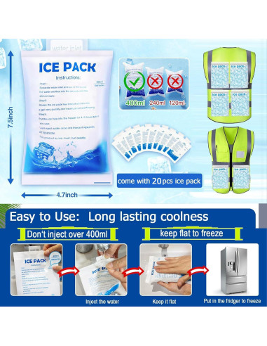 Chaleco Refrigerante de Seguridad - Amarillo Grande con 20 Hielos