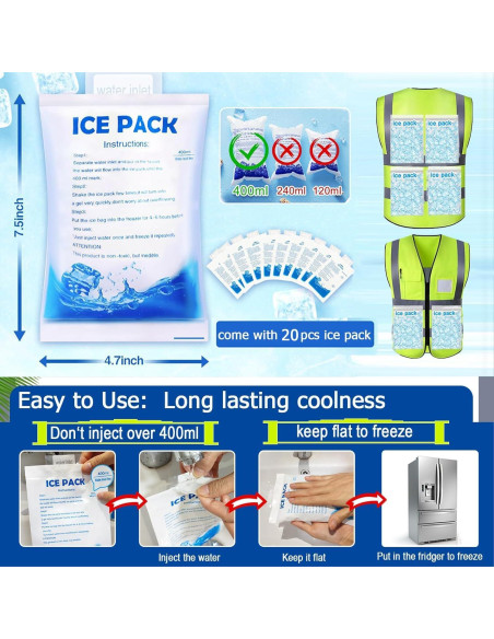 Chaleco Refrigerante de Seguridad - Amarillo Grande con 20 Hielos