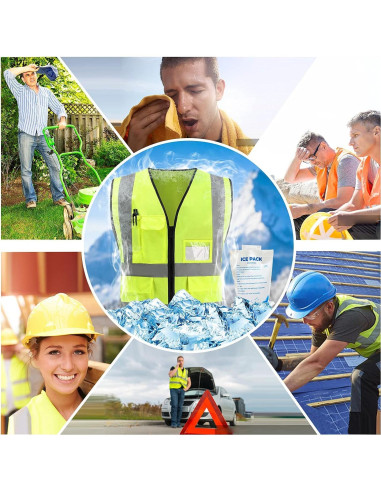 Chaleco Refrigerante de Seguridad - Amarillo Grande con 20 Hielos