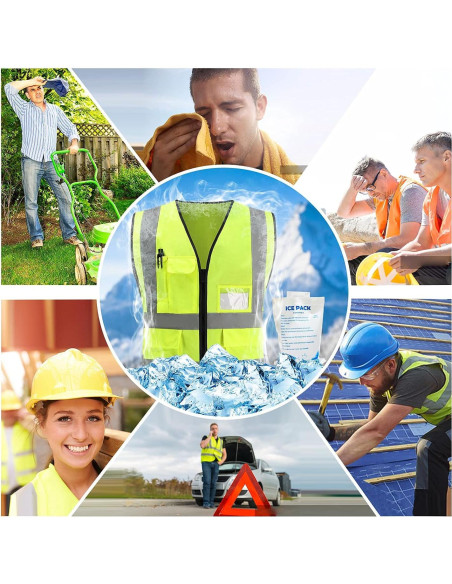Chaleco Refrigerante de Seguridad - Amarillo Grande con 20 Hielos