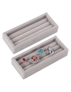 Valyria Set 2 Organizadores de Anillos Terciopelo Gris