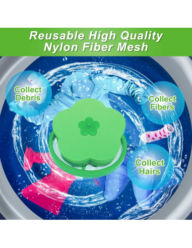 Capturador de pelusa NEIJIANG 4 piezas verde para lavadora