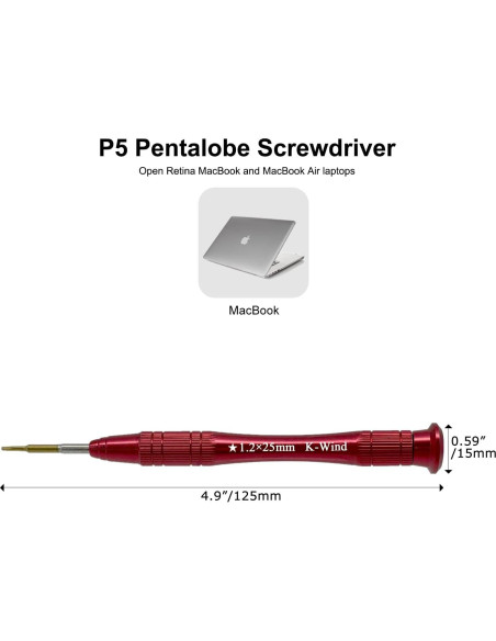 Destornillador Pentalobe Kannony Wind P5 1.2mm Magnético