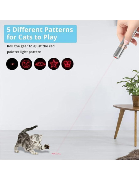 Juguete Interactivo para Gatos Lzonunl 5 Modos USB Recargable Juguete Interactivo para Gatos Lzonunl 5 Modos USB Recargable