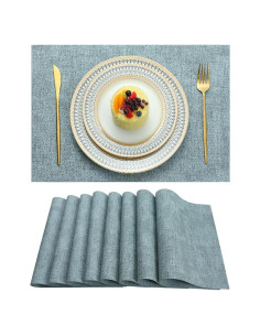 Juego de 4 Manteles LQICAI Azul Rectangulares Lavables