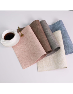 Juego de 4 Manteles LQICAI Azul Rectangulares Lavables 2