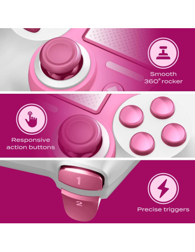 Controlador Inalámbrico PS4 Ubsvaky Rosa con Vibración