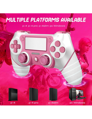 Controlador Inalámbrico PS4 Ubsvaky Rosa con Vibración