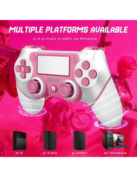 Controlador Inalámbrico PS4 Ubsvaky Rosa con Vibración