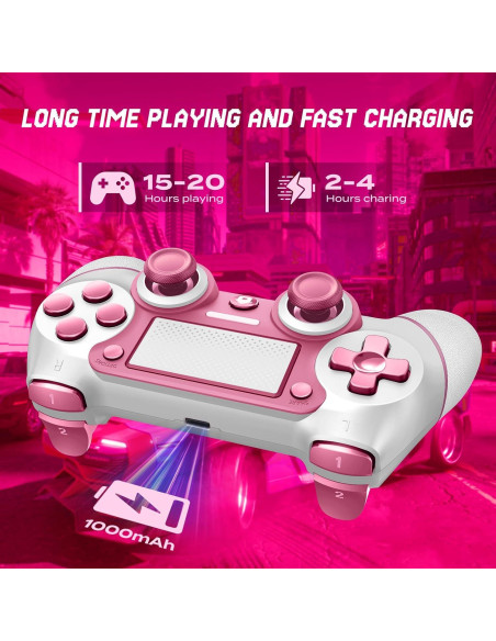 Controlador Inalámbrico PS4 Ubsvaky Rosa con Vibración