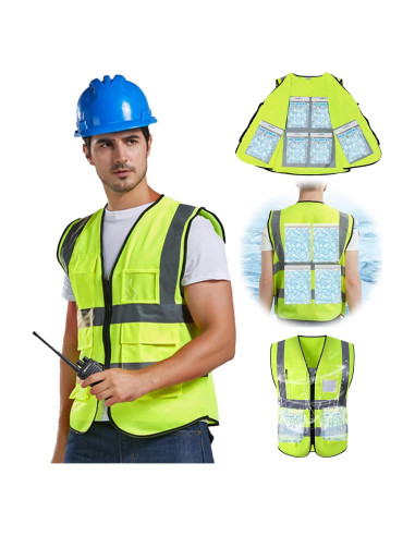 Chaleco Refrigerante MS Amarillo XL con 20 Paquetes de Hielo