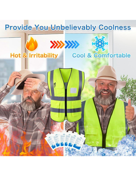 Chaleco Refrigerante MS Amarillo XL con 20 Paquetes de Hielo