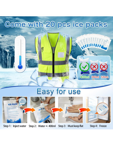 Chaleco Refrigerante MS Amarillo XL con 20 Paquetes de Hielo