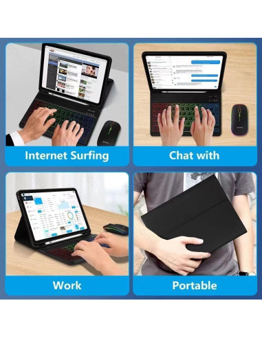 Combo Teclado y Ratón Bluetooth Guiheng Negro - Retroiluminado