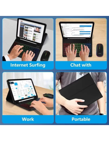 Combo Teclado y Ratón Bluetooth Guiheng Negro - Retroiluminado