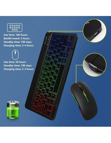 Combo Teclado y Ratón Bluetooth Guiheng Negro - Retroiluminado