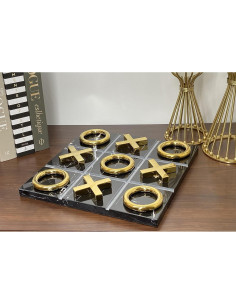 Juego de Tres en Raya de Mármol Negro LuxLand 33.78 cm 2