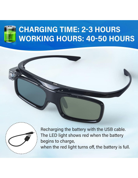 Gafas 3D EKYLIN DLP Link Recargables - Paquete de 2
