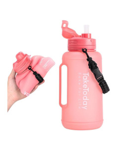 Botella de Agua Colapsable TakeToday 2L Rosa con Pajilla