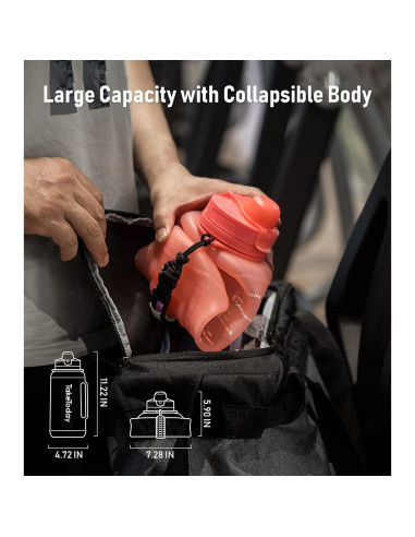 Botella de Agua Colapsable TakeToday 2L Rosa con Pajilla