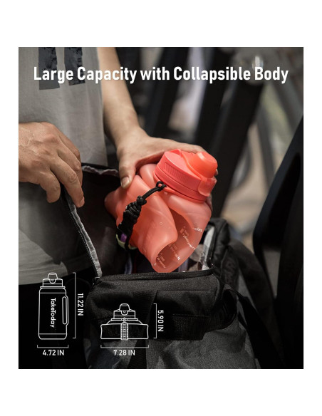 Botella de Agua Colapsable TakeToday 2L Rosa con Pajilla Botella de Agua Colapsable TakeToday 2L Rosa con Pajilla