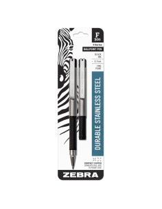Bolígrafo retráctil Zebra Pen F-301, acero inoxidable, 0.7mm, 2 unidades