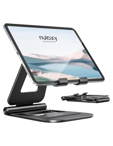 Soporte para iPad Nulaxy A5 de aluminio ajustable negro Soporte para iPad Nulaxy A5 de aluminio ajustable negro