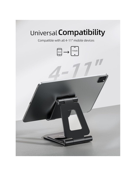 Soporte para iPad Nulaxy A5 de aluminio ajustable negro Soporte para iPad Nulaxy A5 de aluminio ajustable negro