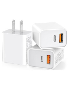 Paquete de 3 Cargadores USB C CSODINCE 20W Doble Puerto