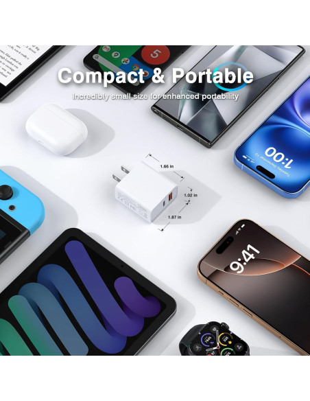 Paquete de 3 Cargadores USB C CSODINCE 20W Doble Puerto