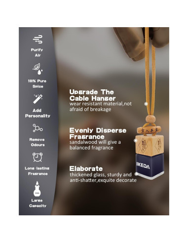 Ambientador Ikeda 10ml Aroma a Auto Nuevo - Difusor Colgante