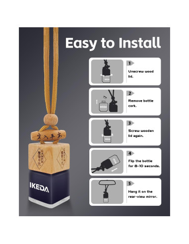 Ambientador Ikeda 10ml Aroma a Auto Nuevo - Difusor Colgante