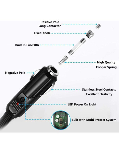 Cable de Alimentación 12V para Refrigerador de Coche XTD