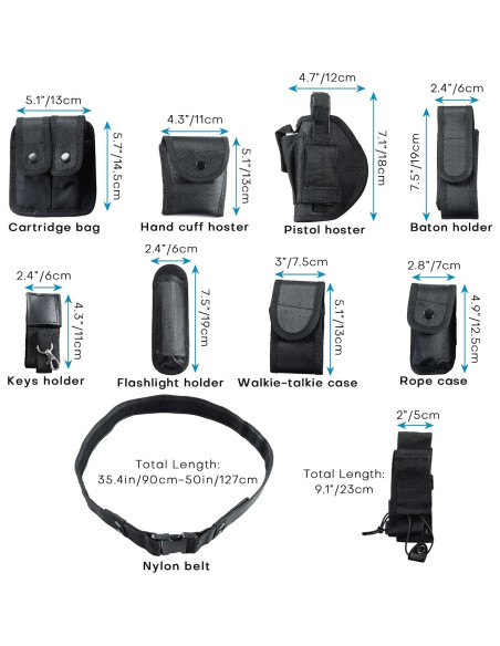 Cinturón Táctico Modular 10 en 1 Nylon 600D Ajustable