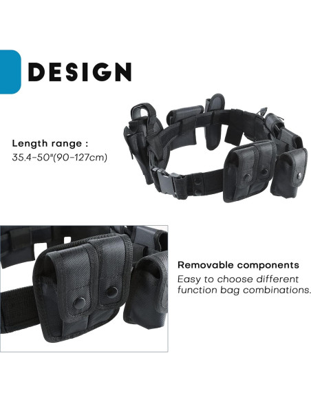 Cinturón Táctico Modular 10 en 1 Nylon 600D Ajustable