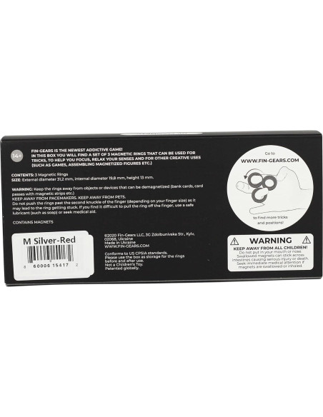 Anillos Magnéticos Fingears - Juego de 3 - Plata/Rojo Anillos Magnéticos Fingears - Juego de 3 - Plata/Rojo