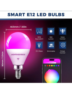 Bombillas Inteligentes E12 5W RGBW 4PCS Compatible con Alexa 2