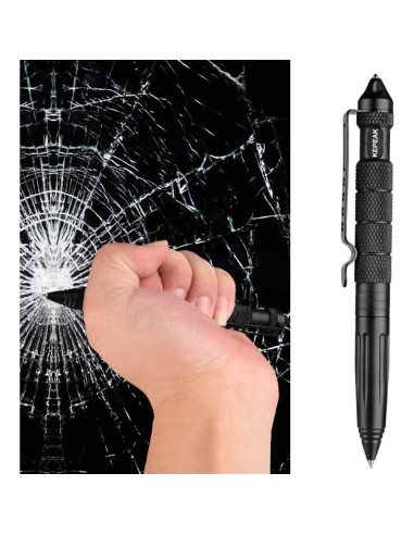 Bolígrafo Táctico KEPEAK con Rompevidrios y 6 Recargas
