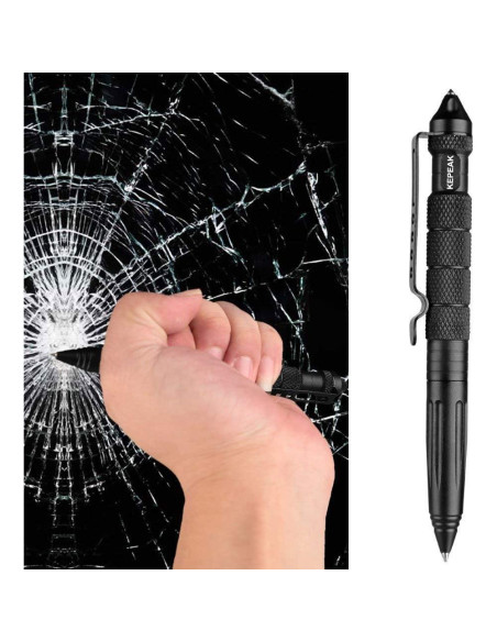 Bolígrafo Táctico KEPEAK con Rompevidrios y 6 Recargas