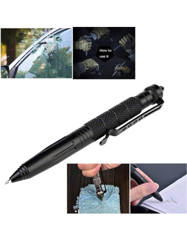 Bolígrafo Táctico KEPEAK con Rompevidrios y 6 Recargas