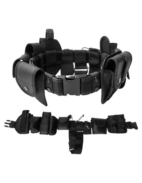 Cinturón Táctico Policial ZGJINLONG 10 en 1 Ajustable Negro