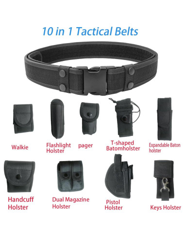 Cinturón Táctico Policial ZGJINLONG 10 en 1 Ajustable Negro