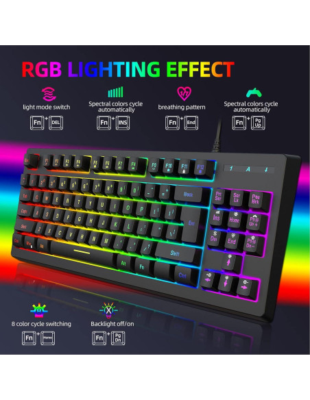 Teclado Gaming GOWENIC RGB USB Ergonómico 87 Teclas